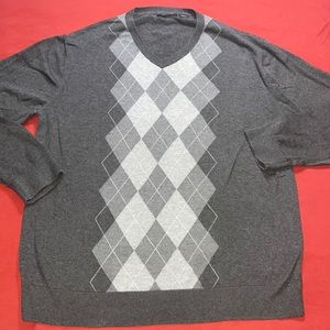 Claiborne V-Neck Argyle Sweater Size XXL